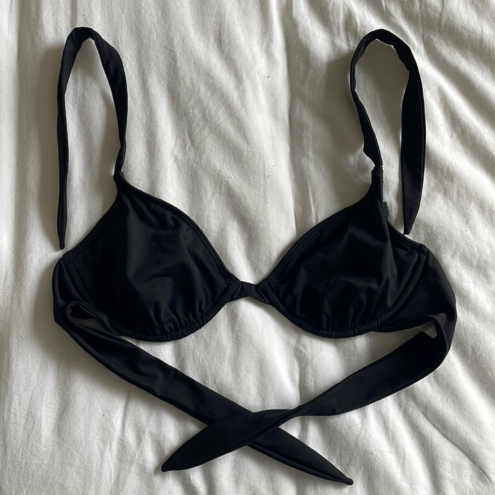 VTG Black Bikini Top Tie Back